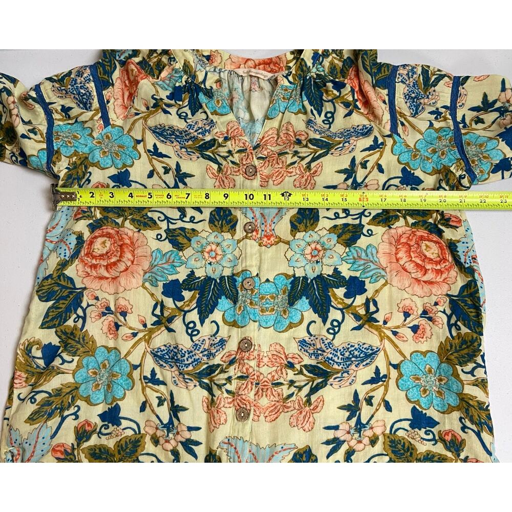 Soft Surroundings Bisonette Gauze Shirt Floral Cotton Button Down Size Large - Picture 10 of 13